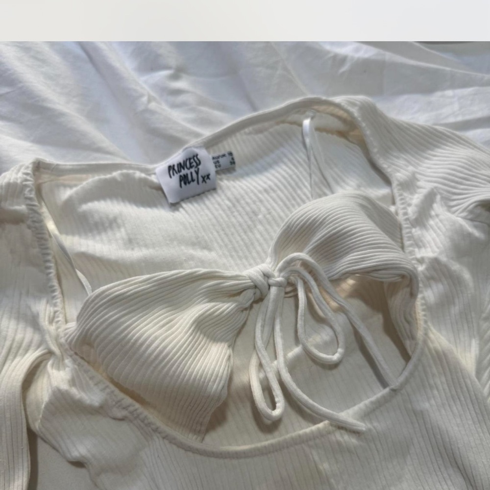 Princess Polly Ivory Ribbed Top